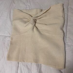 Cream Crossed Knit Tub Top
